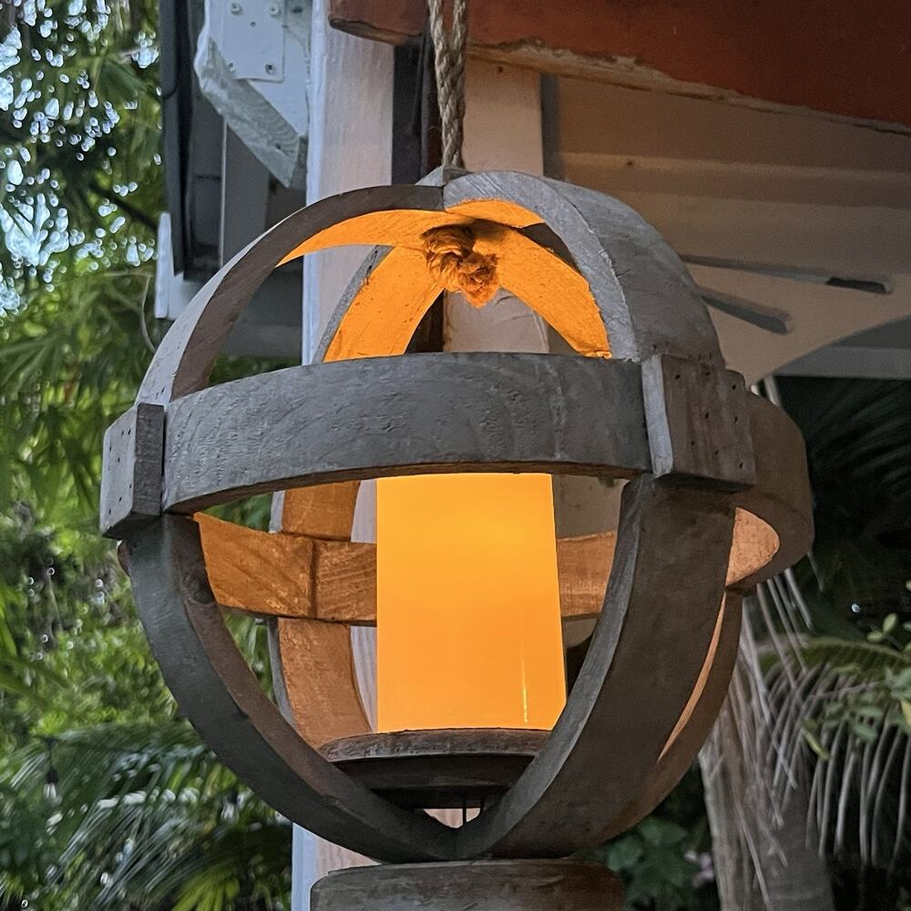 Rustic Driftwood Orb Candle Holder Lantern Coastal Farmhouse Decor Plant Holder